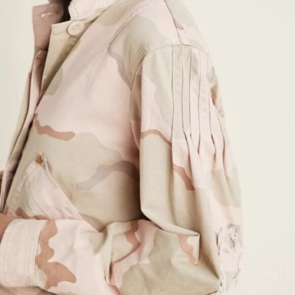 Anthropologie Lida Pink Camo Utility Jacket Size Medium Camouflage Coat Military - Picture 2 of 13